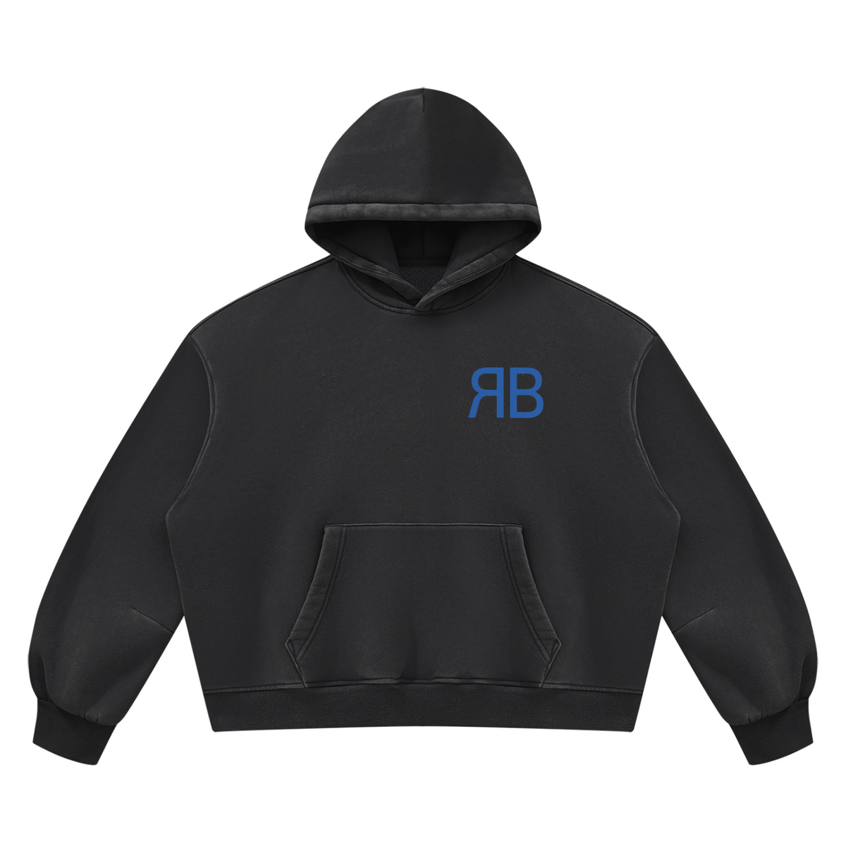 Sweat à capuche boxy délavé en molleton — 390 GSM