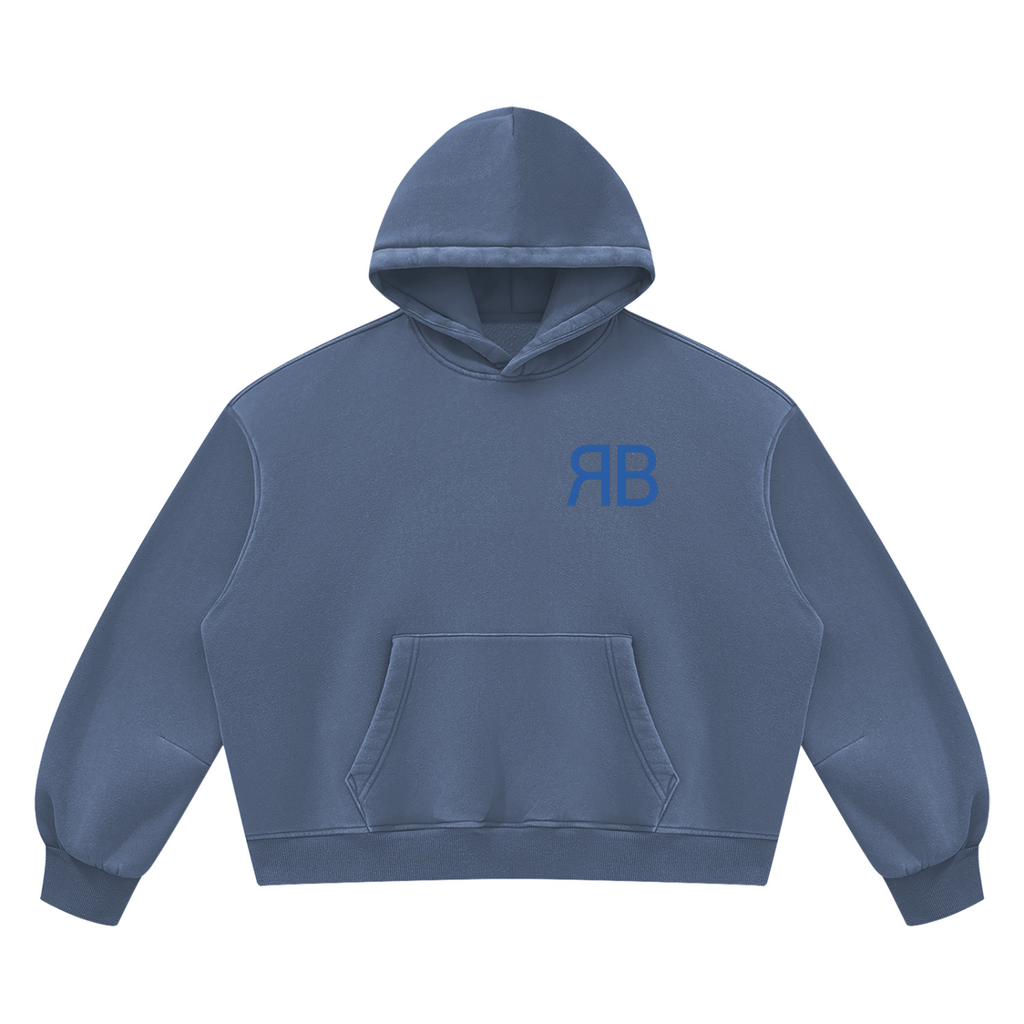 Sweat à capuche boxy délavé en molleton — 390 GSM