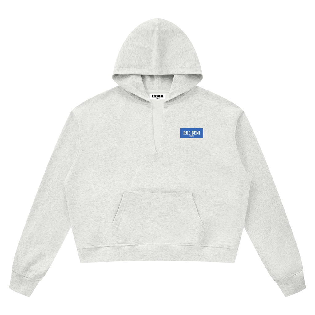 Sweat à capuche à bords francs Monogramme Cobalt — 360 GSM