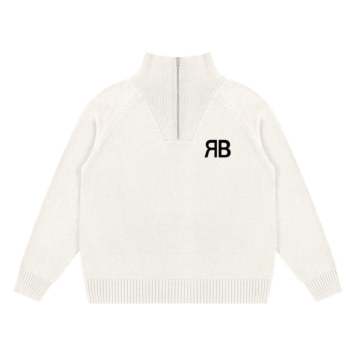 Sweat à col montant zippé Signature RB Noir — 750 GSM