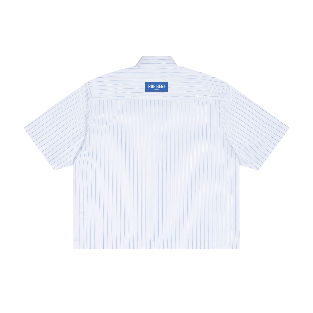 Chemise rayée coupe boxy à manches courtes — 100 GSM