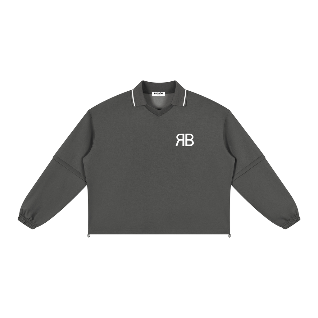Sweat ample à col amovible Signature RB Blanc — 380 GSM