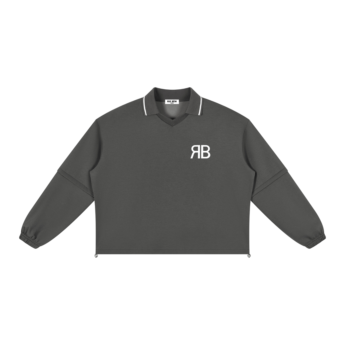 Sweat ample à col amovible Signature RB Blanc — 380 GSM