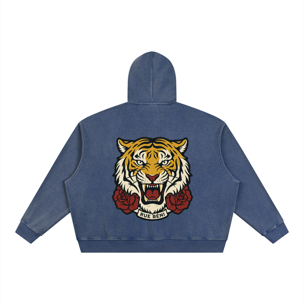 Sweat zippé gaufré Tigre — 380 GSM