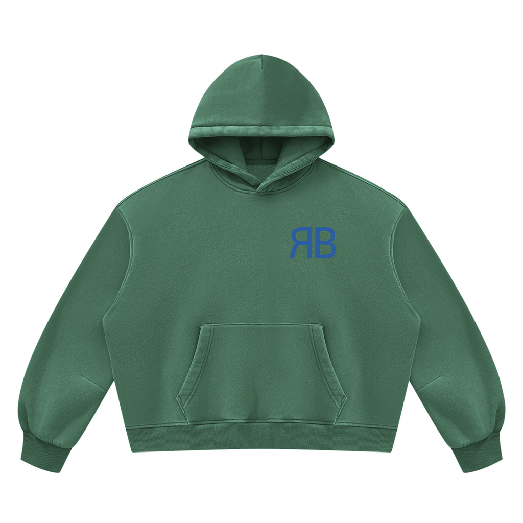 Sweat à capuche boxy délavé en molleton — 390 GSM
