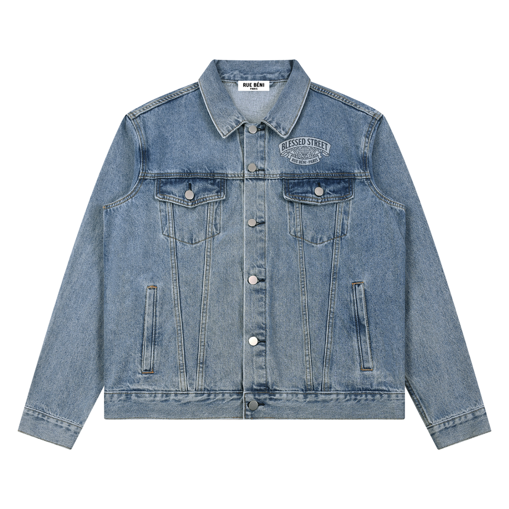 Veste en denim délavé — 440 GSM