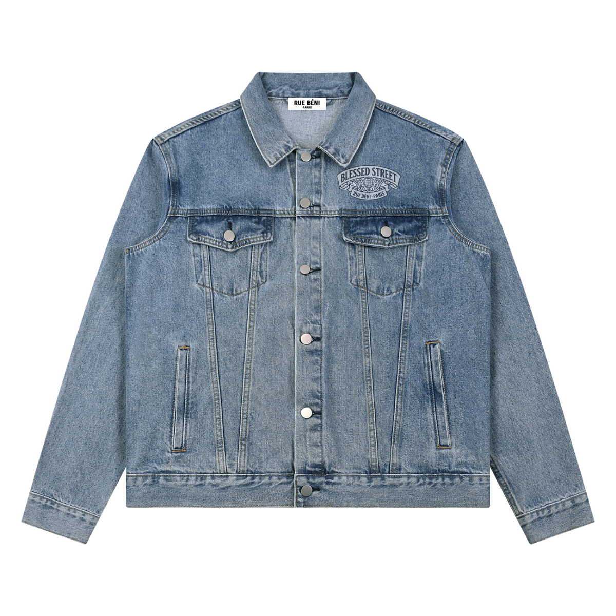 Veste en denim délavé — 440 GSM