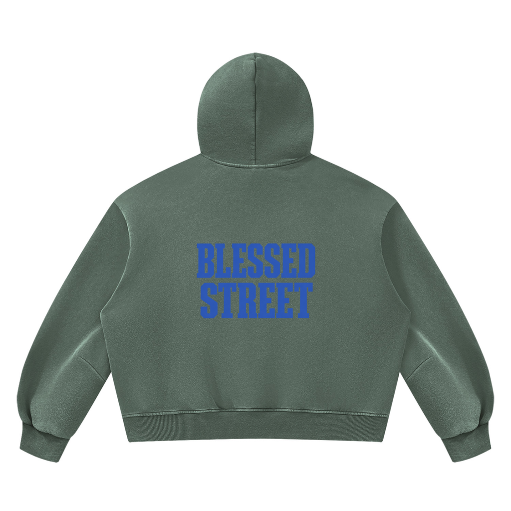 Sweat à capuche boxy délavé en molleton — 390 GSM