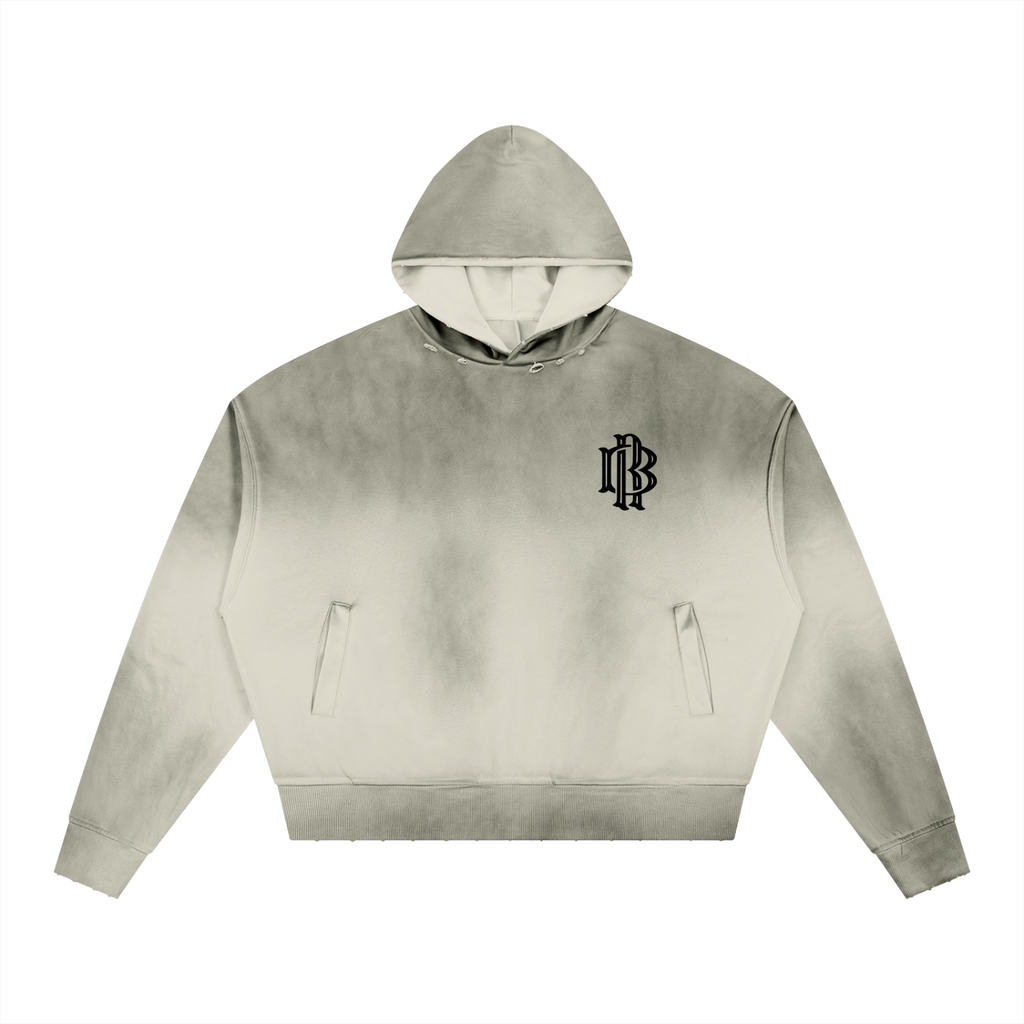 Sweat à capuche ample délavé à effet usé — 370 GSM