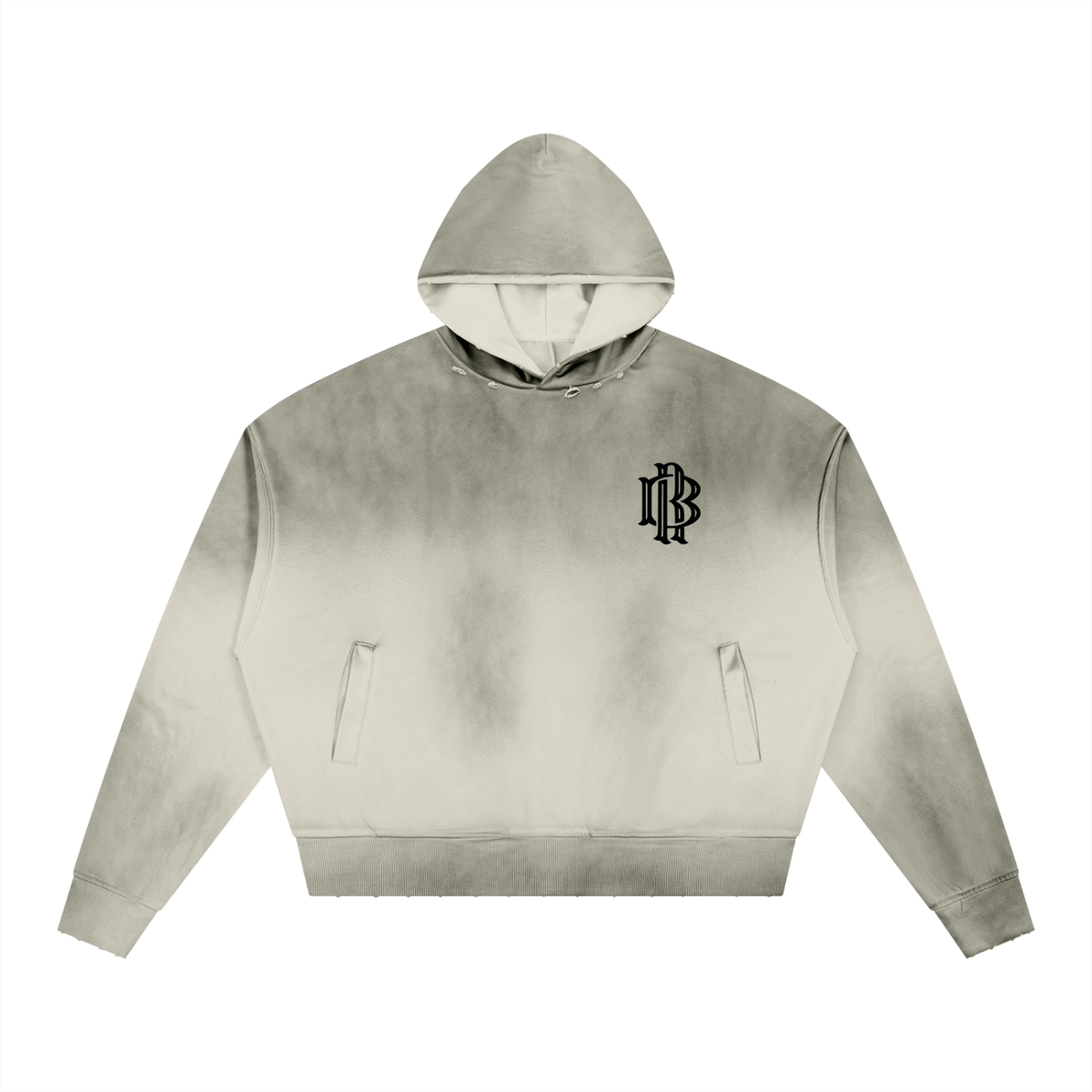 Sweat à capuche ample délavé à effet usé — 370 GSM