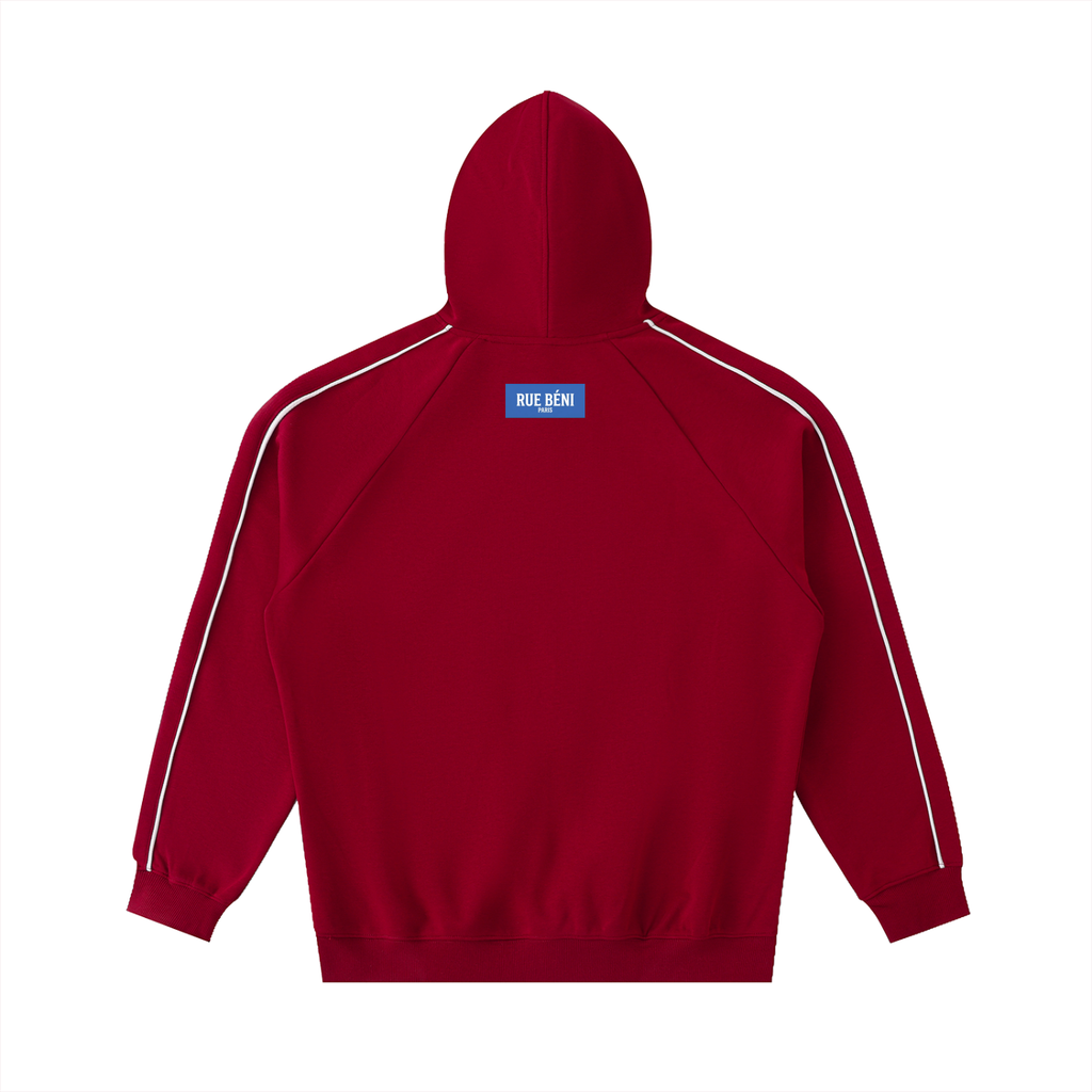 Sweat à capuche raglan à passepoils contrastés — 380 GSM