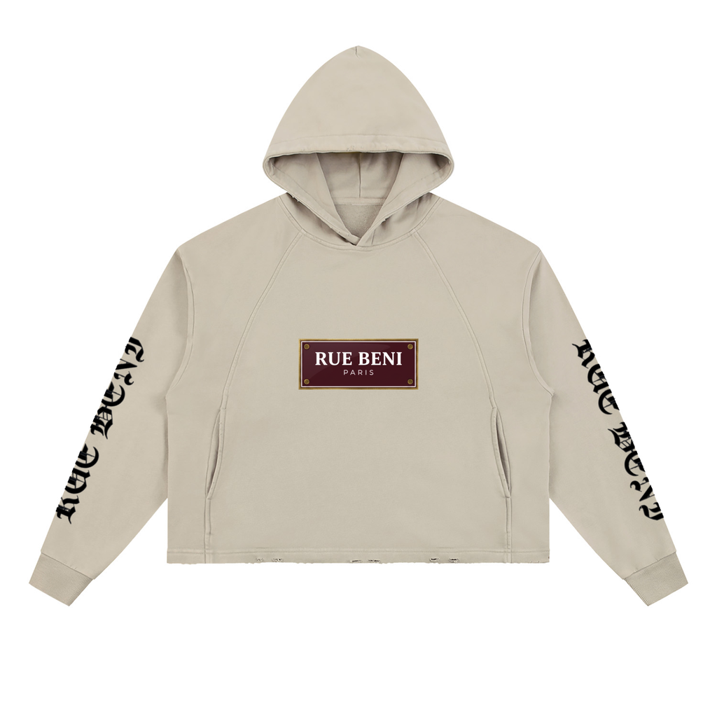 Vintage Washed Frayed-Hem Hoodie