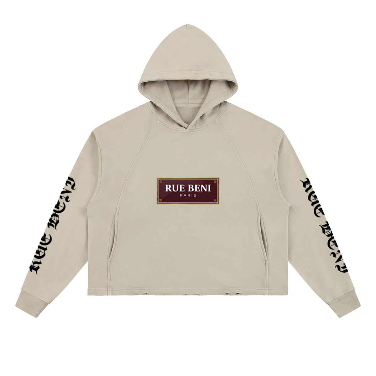 Vintage Washed Frayed-Hem Hoodie