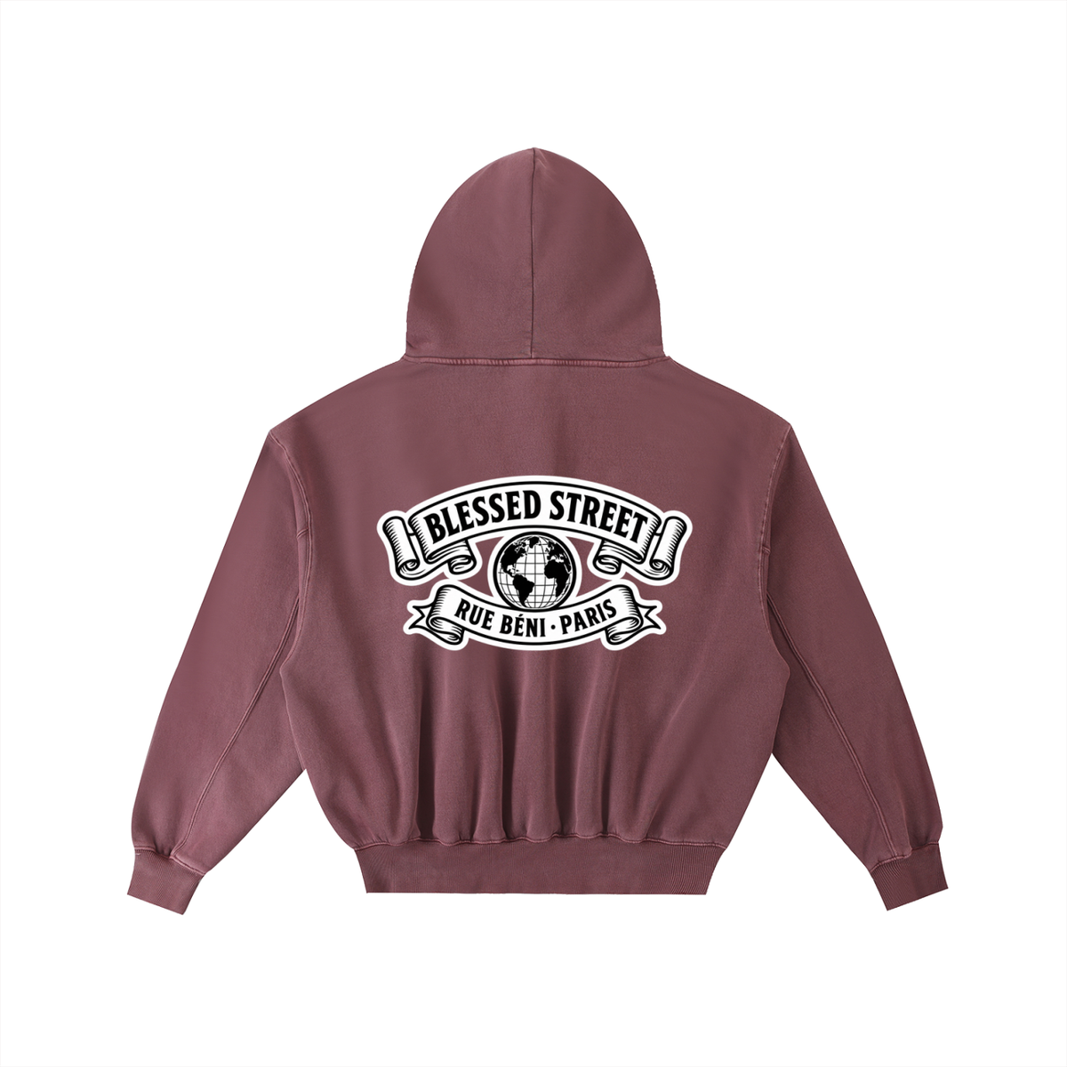 Sweat à capuche ample délavé et effiloché — 350 GSM
