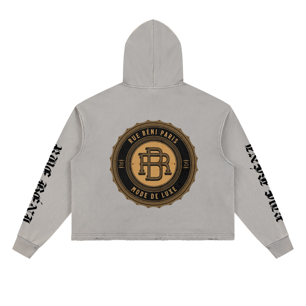 Vintage Washed Frayed-Hem Hoodie