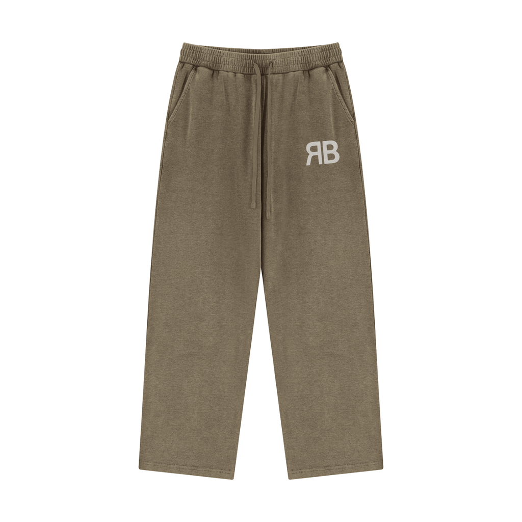 A pair of olive green sweatpants with a white 'SEJ SUPERCLOTH' logo printed on the left hip, displayed against a solid white background.