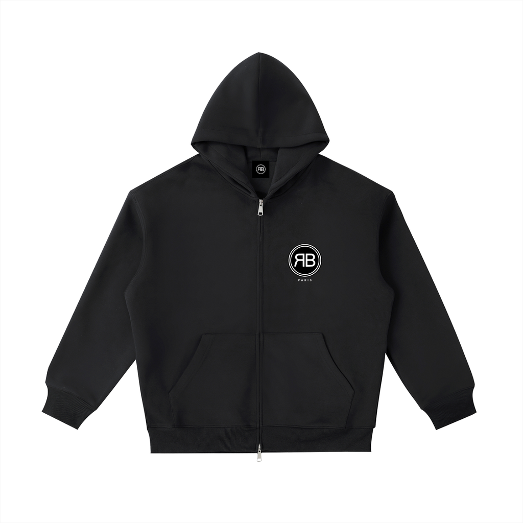 Hoodie Zippé RB Paris — Noir