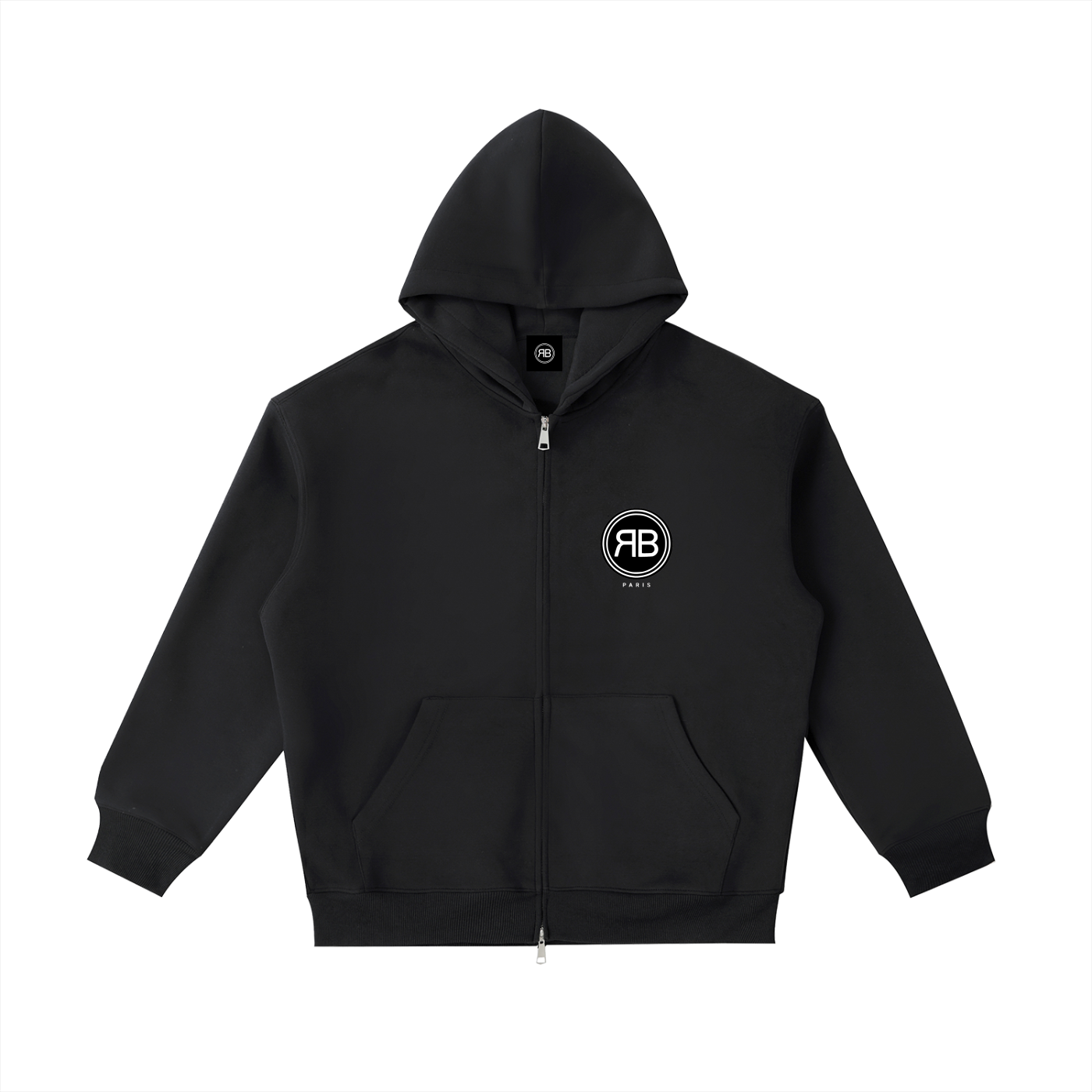 Hoodie Zippé RB Paris — Noir