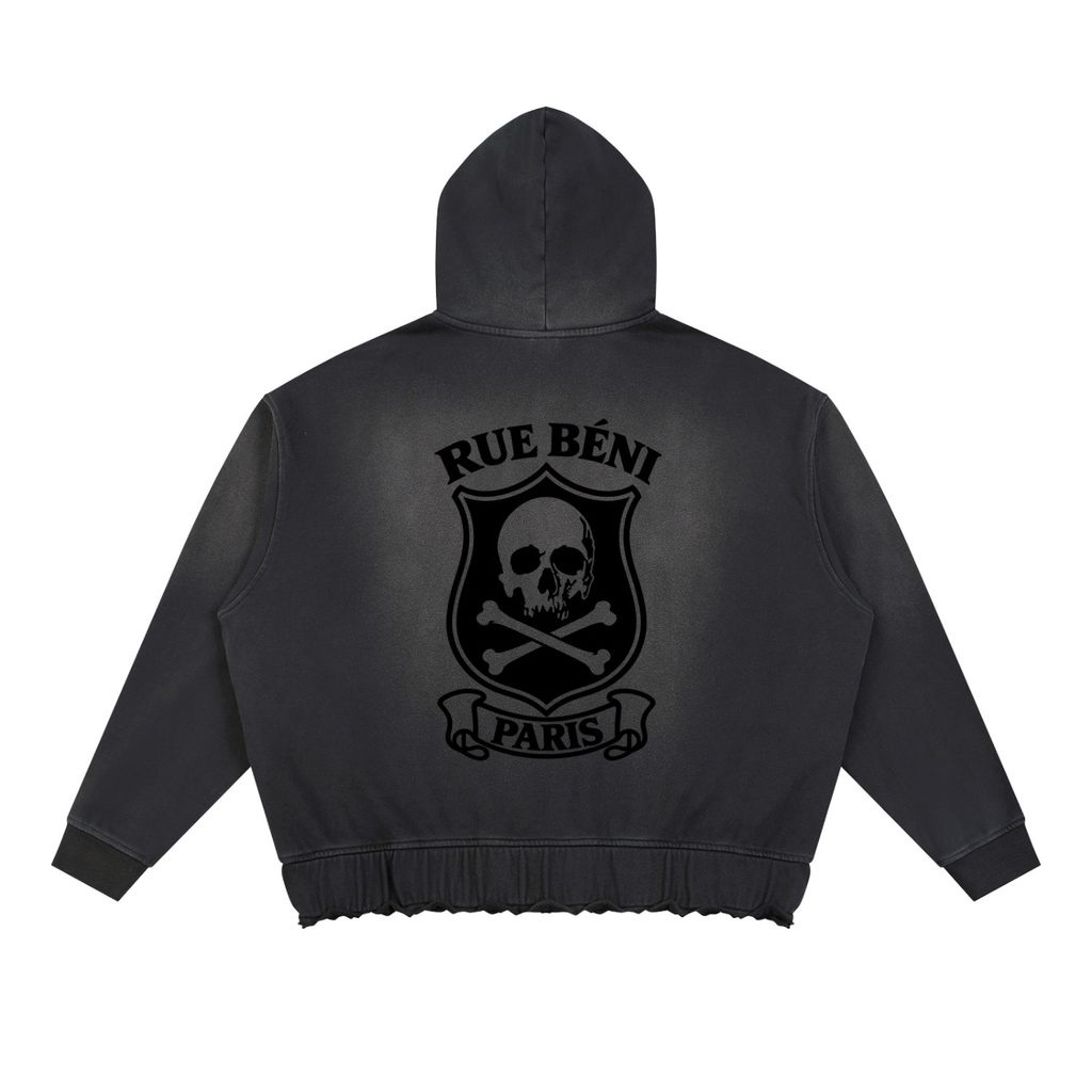 Sweat à capuche délavé Fleur Béni — 370 GSM