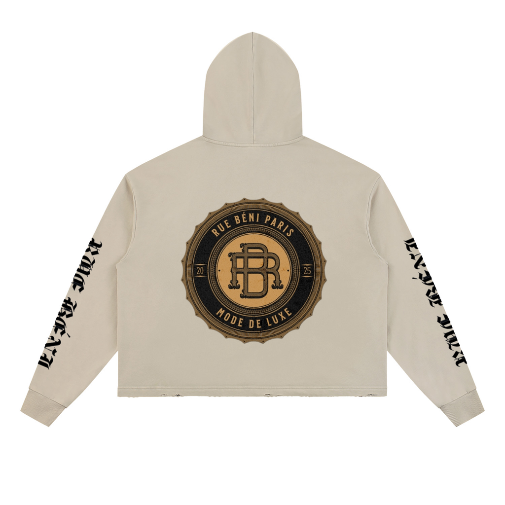 Vintage Washed Frayed-Hem Hoodie