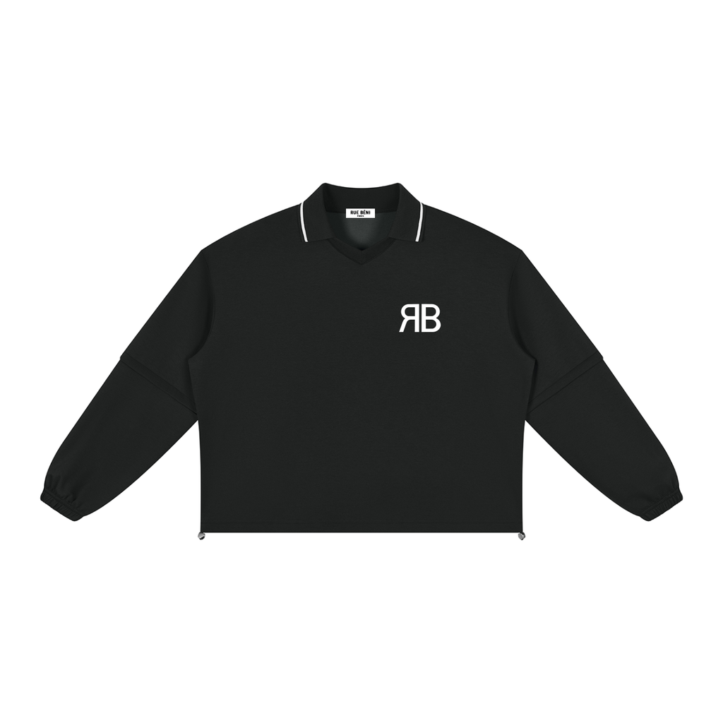 Sweat ample à col amovible Signature RB Blanc — 380 GSM
