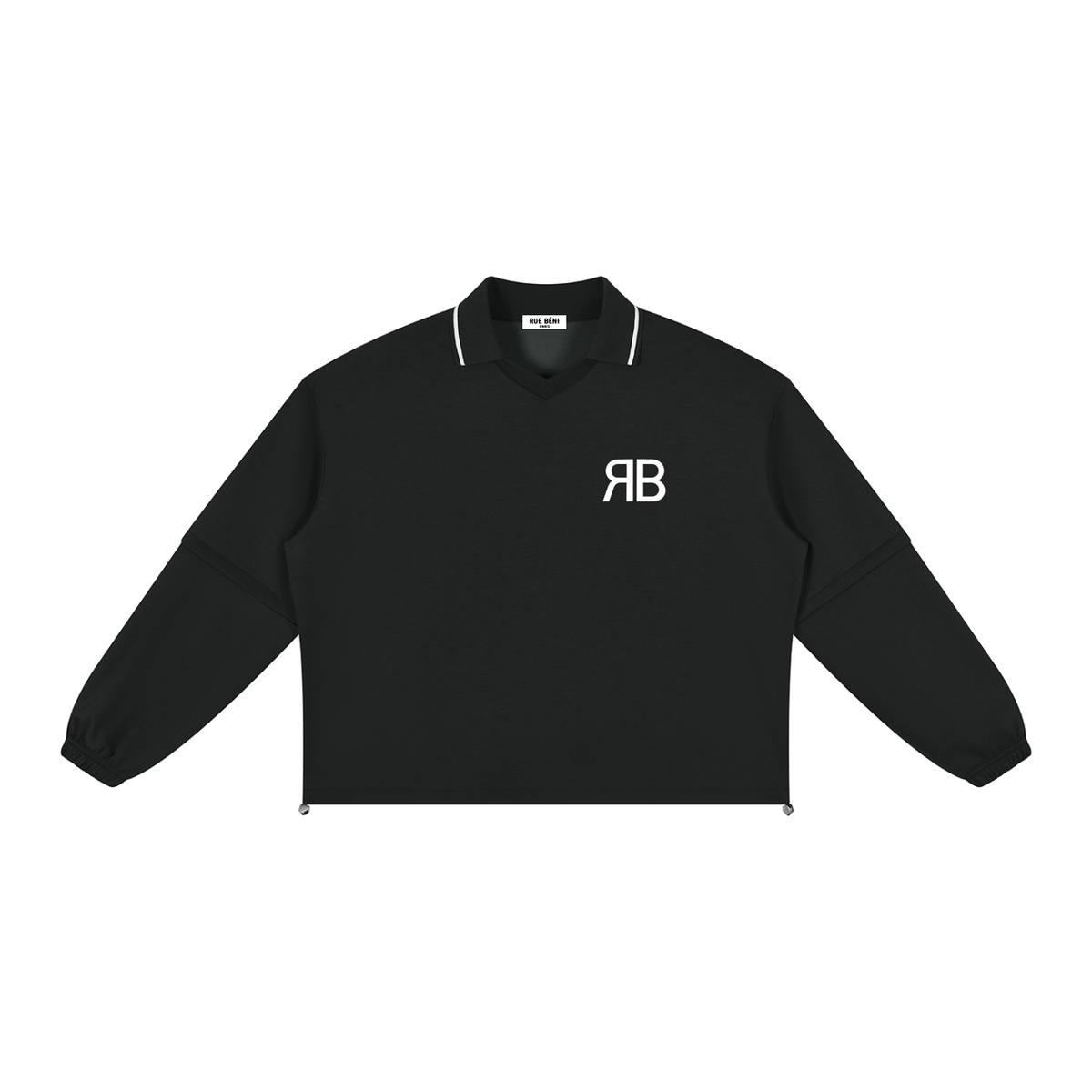 Sweat ample à col amovible Signature RB Blanc — 380 GSM