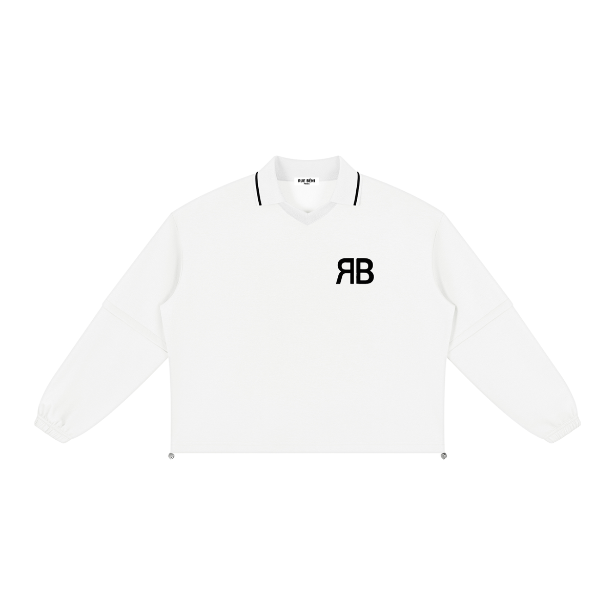 Sweat ample à col amovible Signature RB Noir — 380 GSM