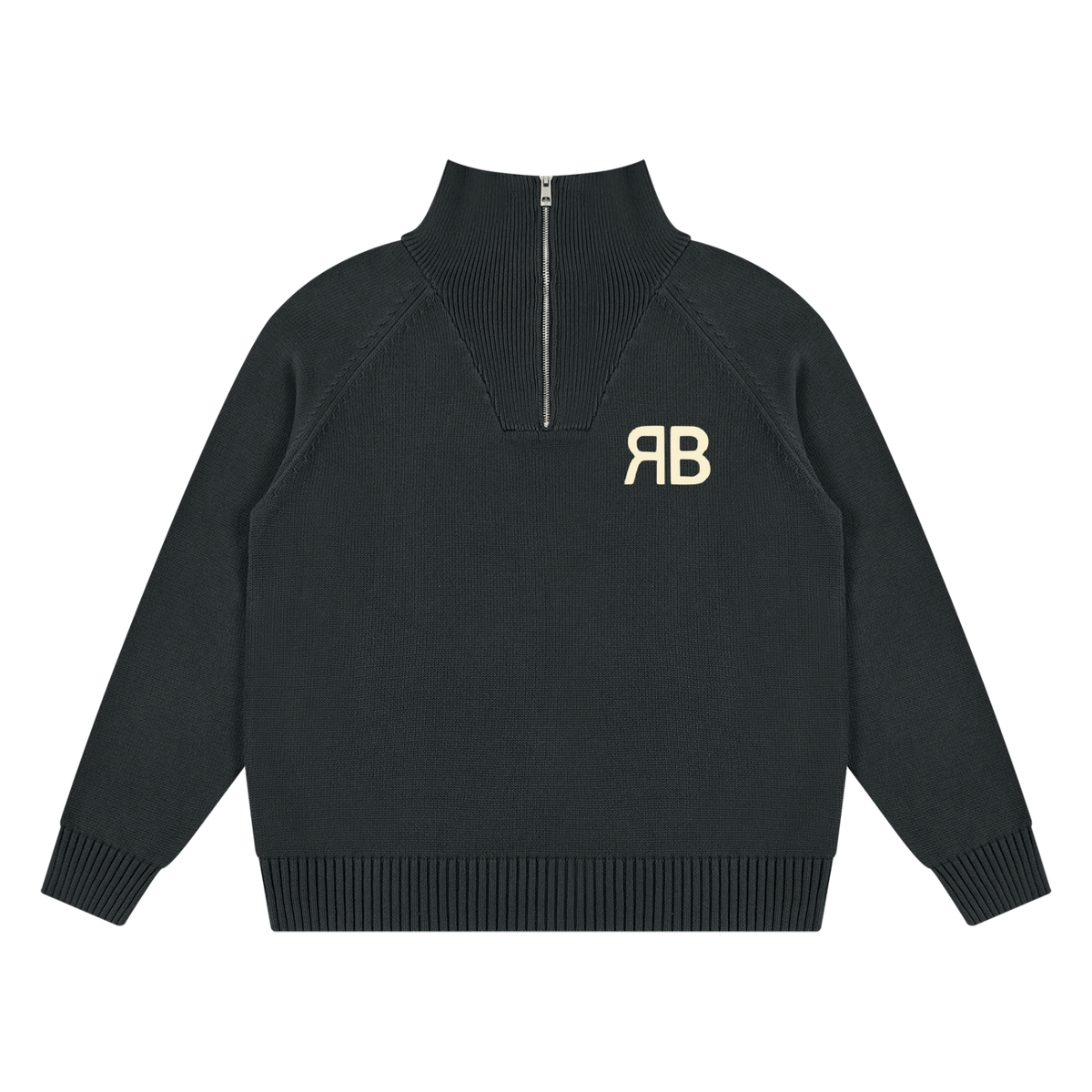 Sweat à col montant zippé Signature RB — 750 GSM