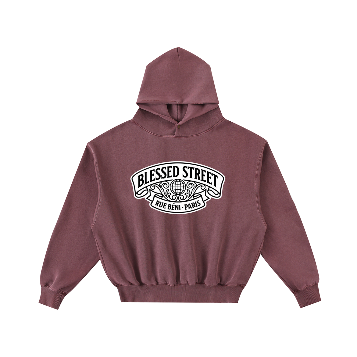 Sweat à capuche ample délavé et effiloché — 350 GSM