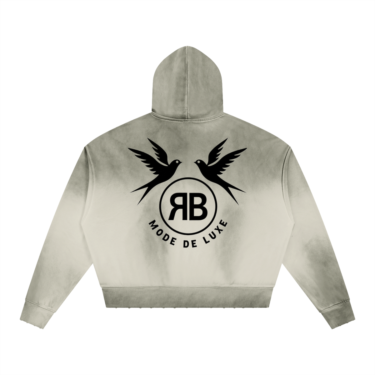 Sweat à capuche ample délavé à effet usé — 370 GSM