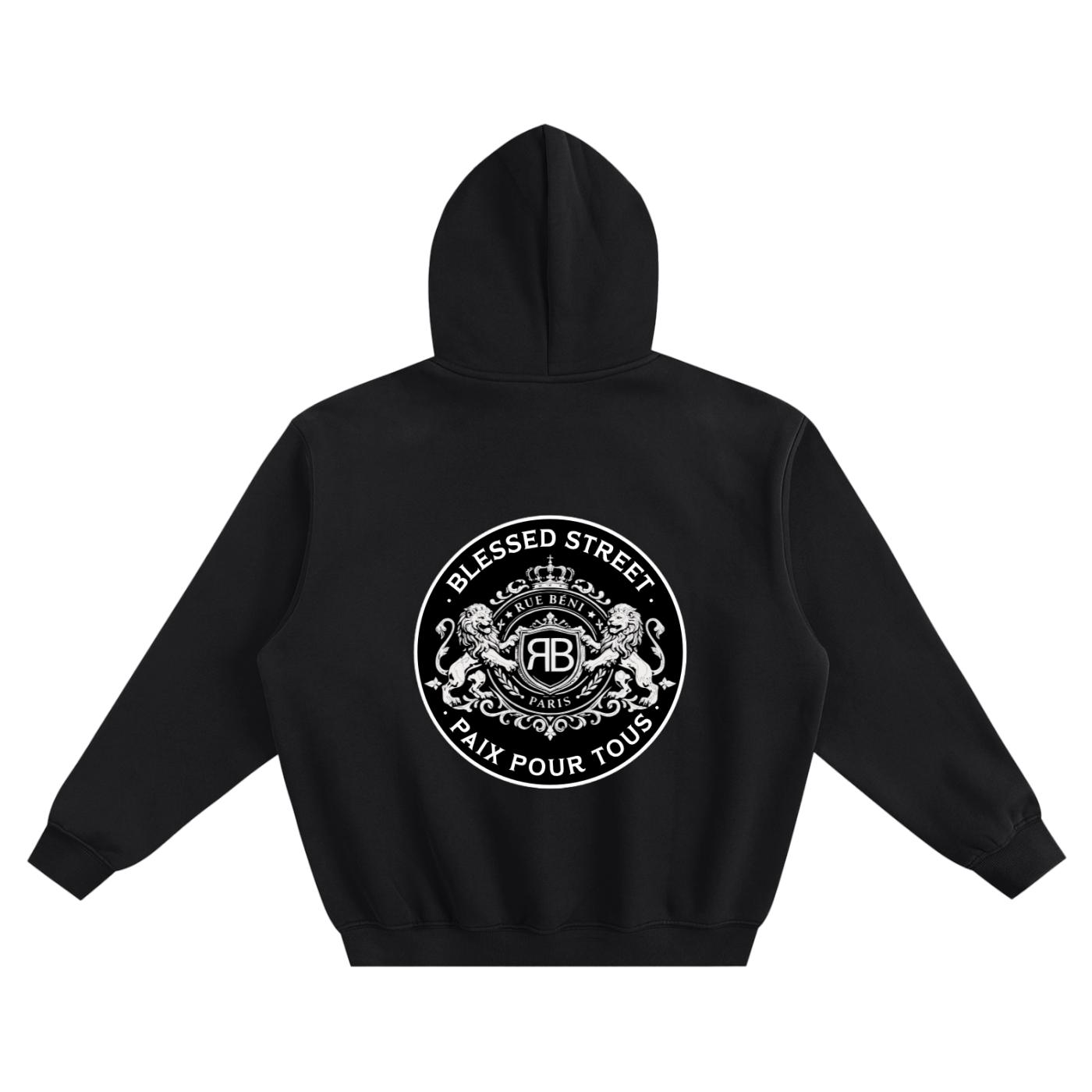 Hoodie Blason Blessed Street — Noir