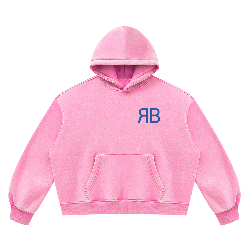 Sweat à capuche boxy délavé en molleton — 390 GSM