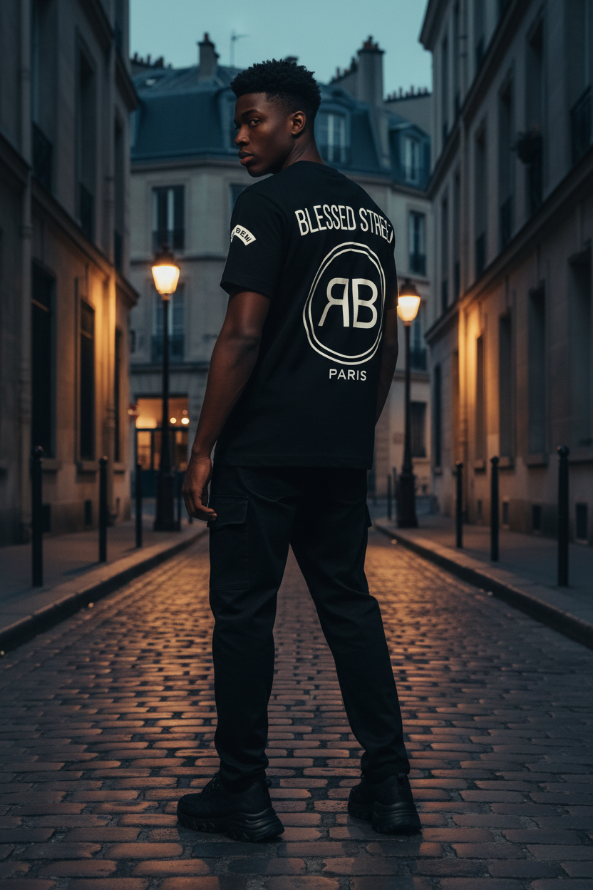 Blessed Street RB Paris Tee on Model