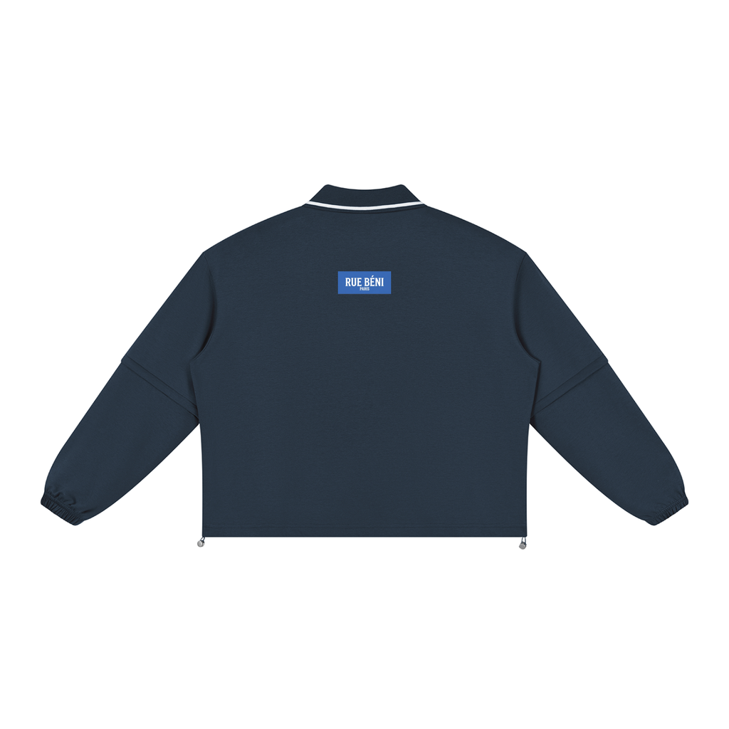 Sweat ample à col amovible Signature RB Blanc — 380 GSM