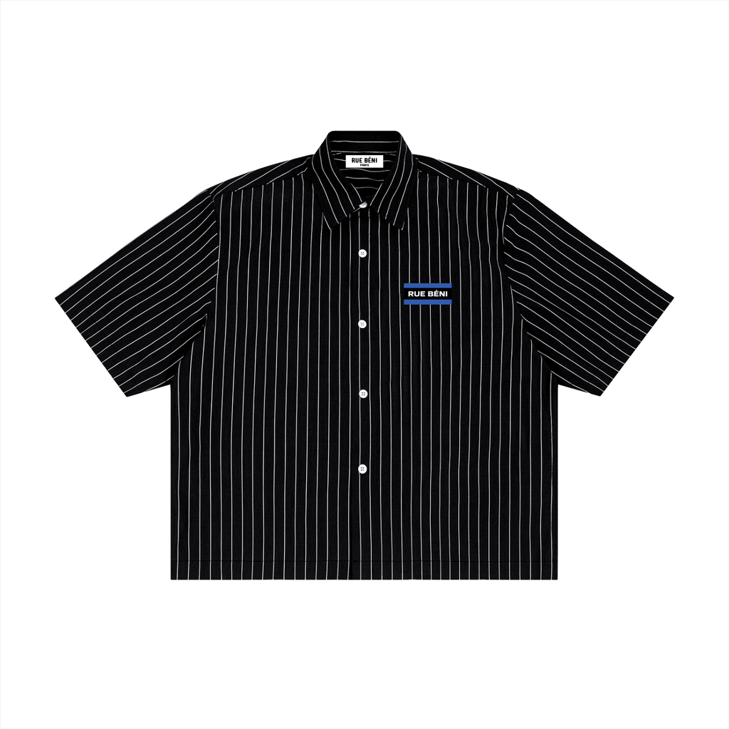 Chemise rayée coupe boxy à manches courtes — 100 GSM