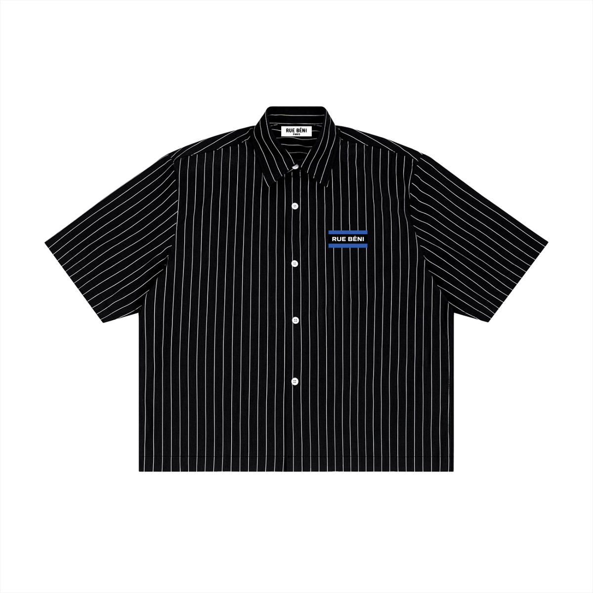 Chemise rayée coupe boxy à manches courtes — 100 GSM