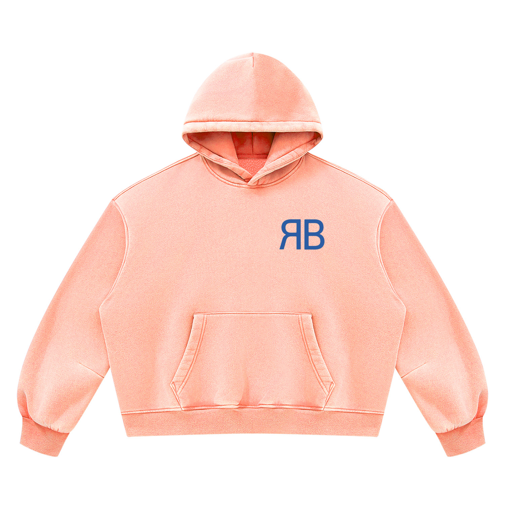 Sweat à capuche boxy délavé en molleton — 390 GSM