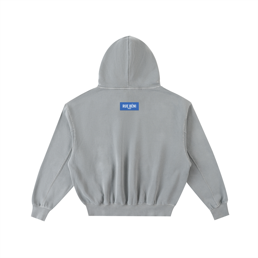 Sweat à capuche ample délavé et effiloché — 350 GSM