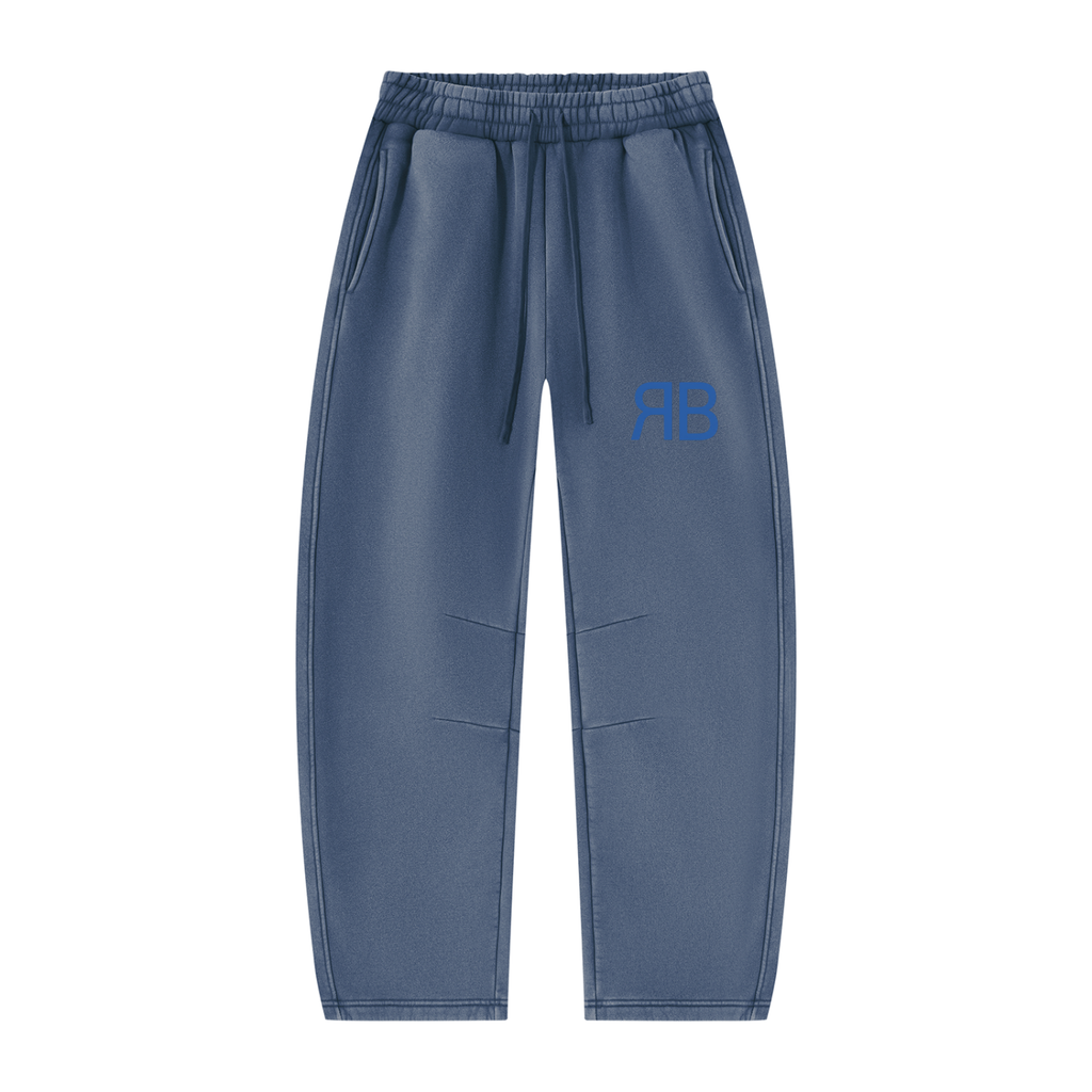 Pantalon de jogging délavé en molleton coupe barrel — 390 GSM