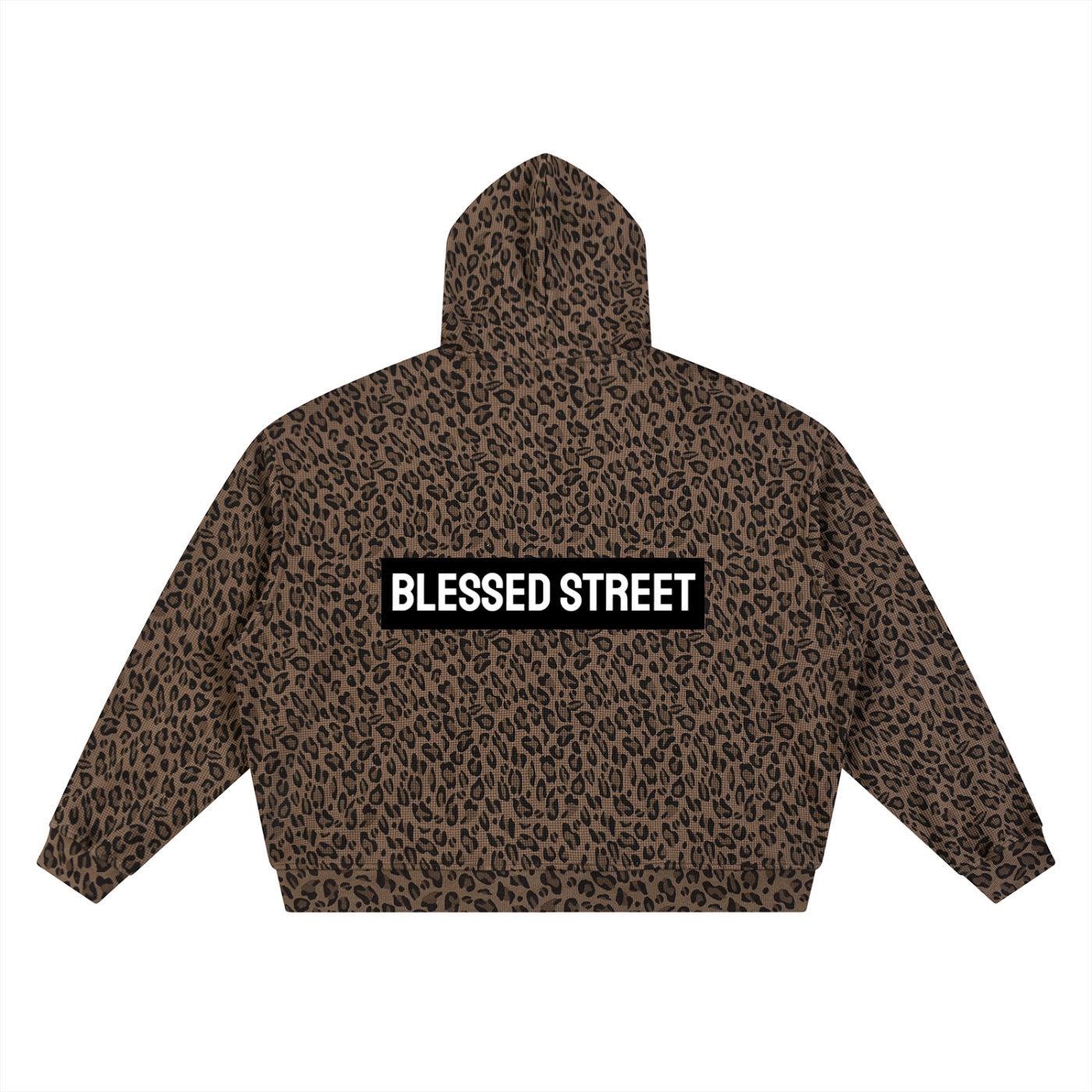 Hoodie Zippé Imprimé Léopard RB — Gris