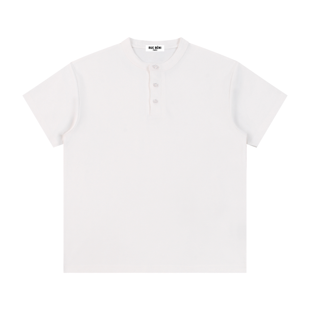 T-shirt ample à col tunisien — 280 GSM