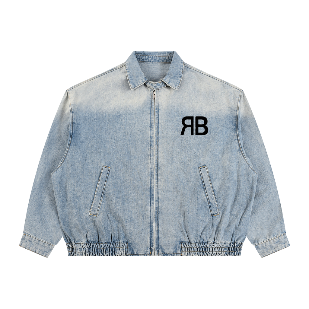 Veste en denim délavé zippée — 320 GSM