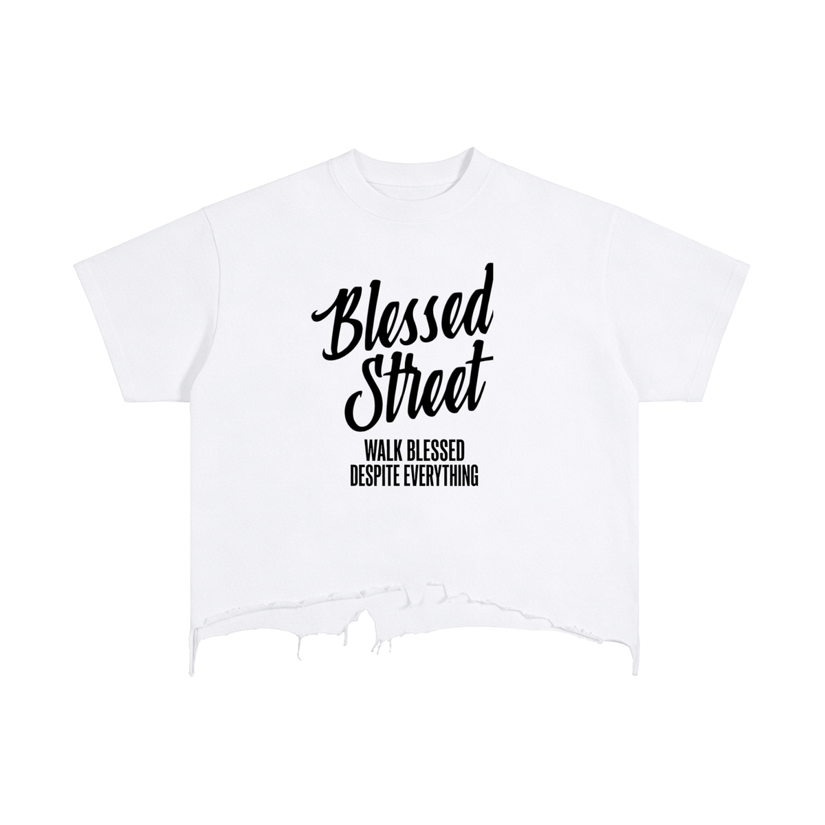 T-shirt à ourlet déchiré Blessed Street — 240 GSM
