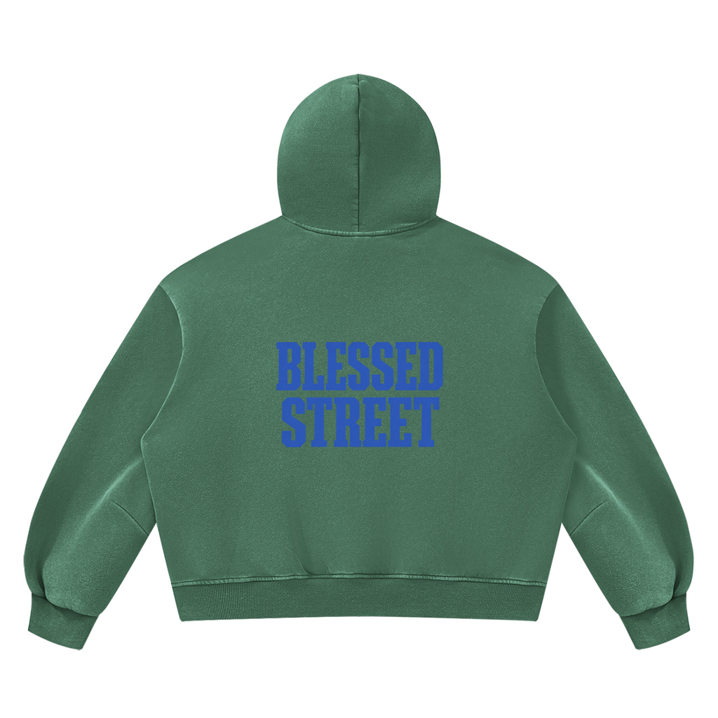 Sweat à capuche boxy délavé en molleton — 390 GSM