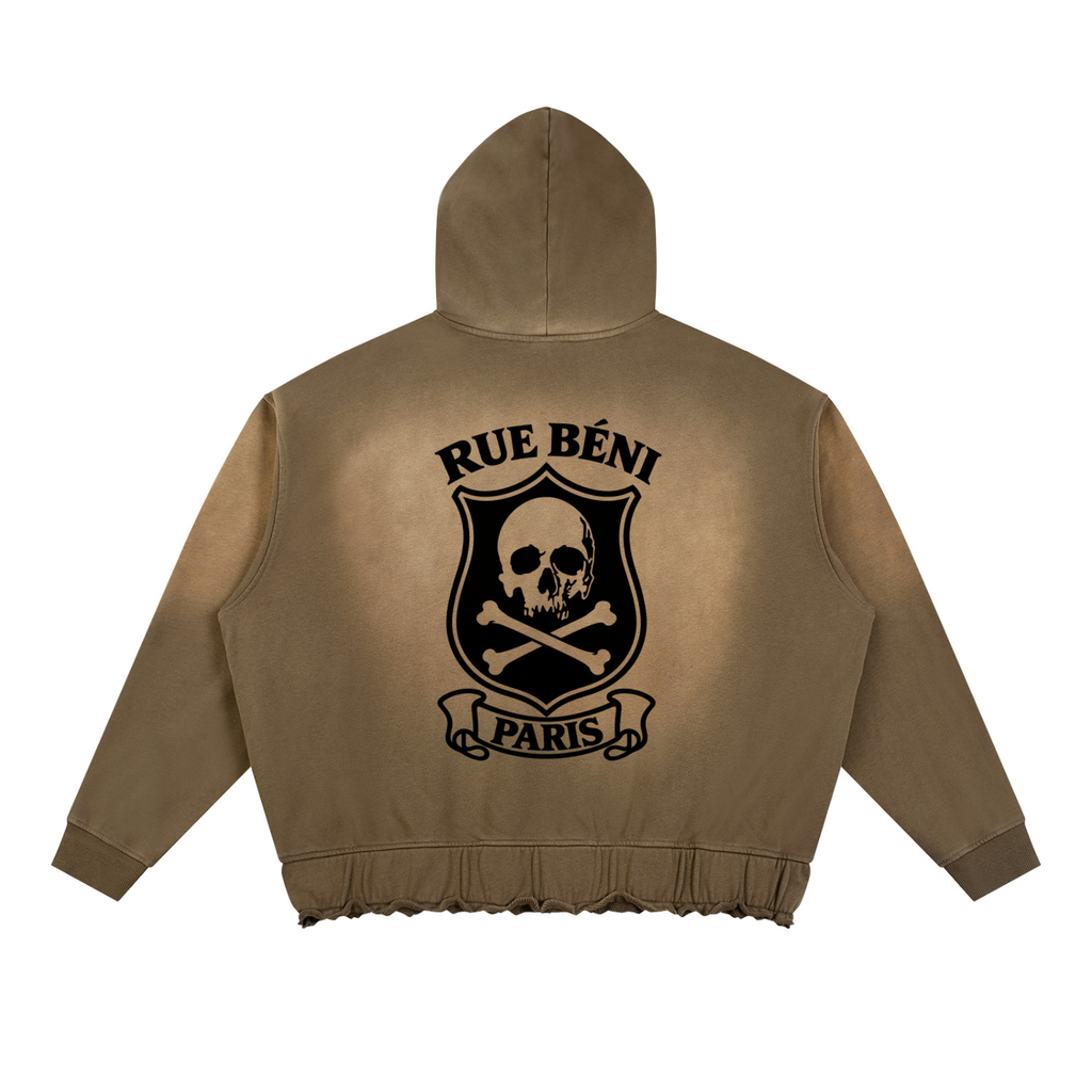 Sweat à capuche délavé Fleur Béni — 370 GSM