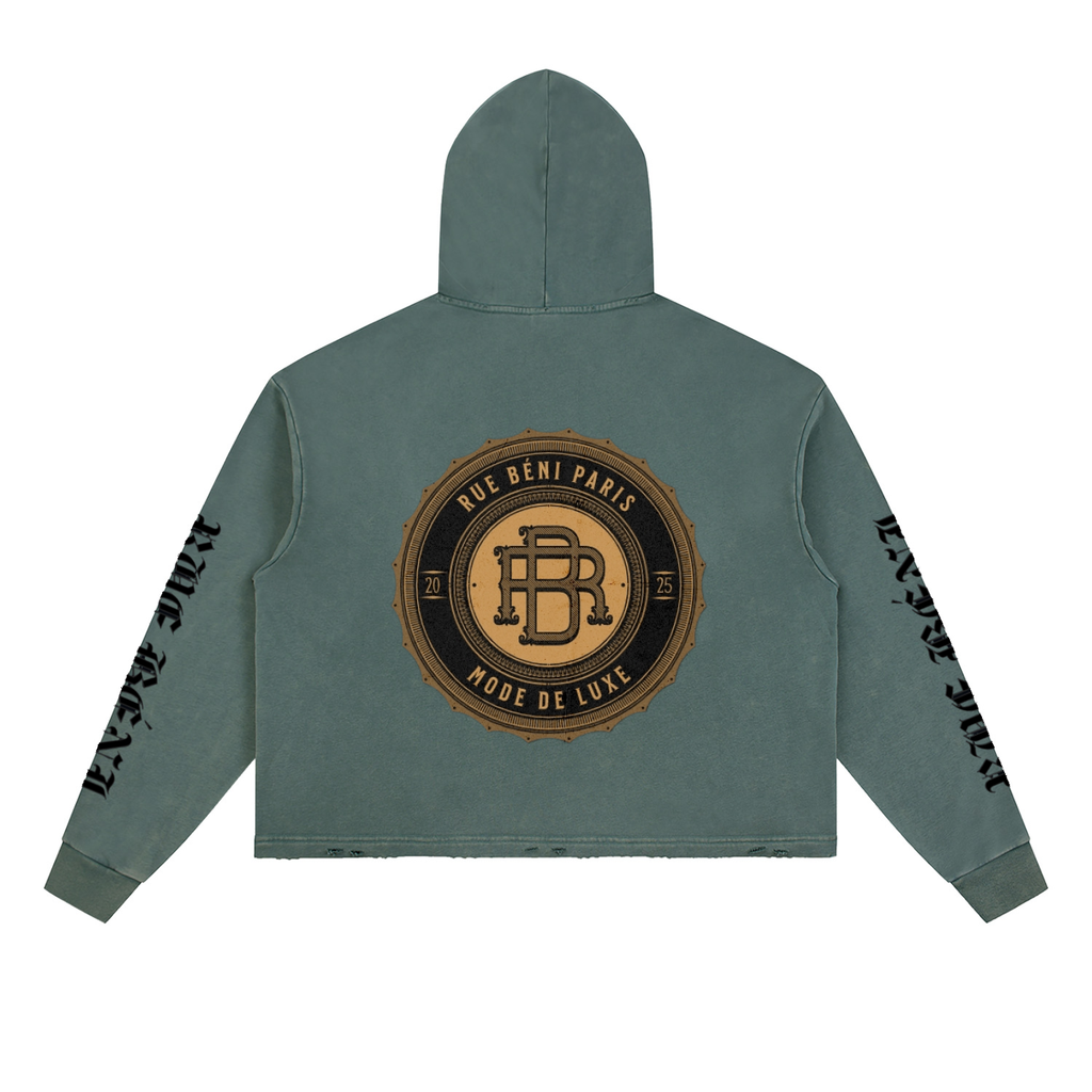 Vintage Washed Frayed-Hem Hoodie