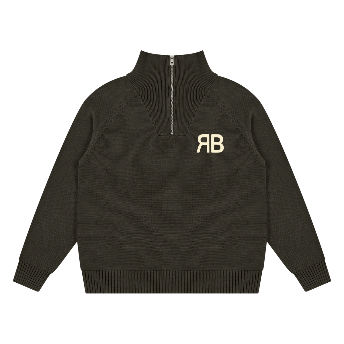 Sweat à col montant zippé Signature RB — 750 GSM