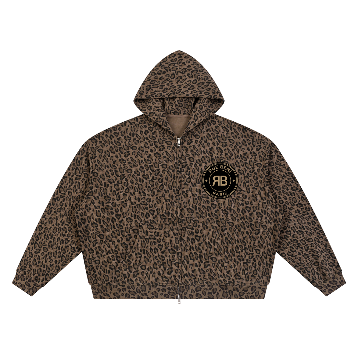 Sweat zippé gaufré Léopard Blason Paris — 320 GSM