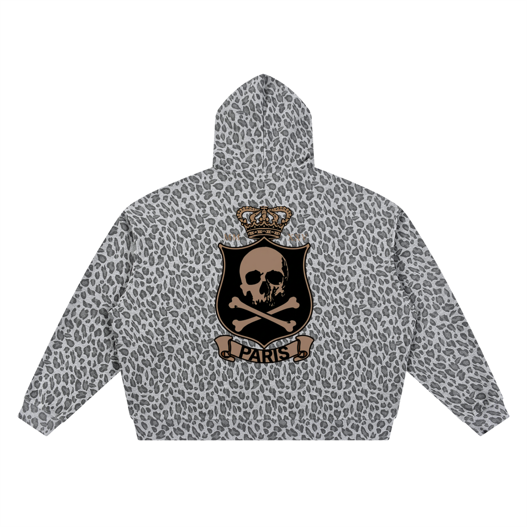 Sweat zippé gaufré Léopard Blason Paris — 320 GSM