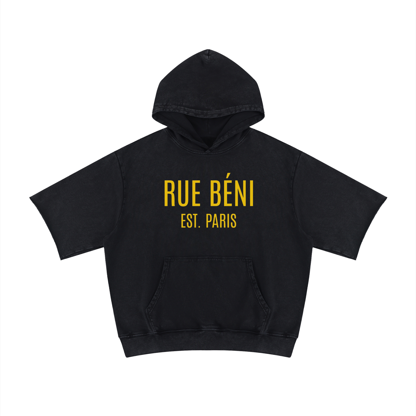 Hoodie Minéral RUE BÉNI — Noir / Manches Courtes